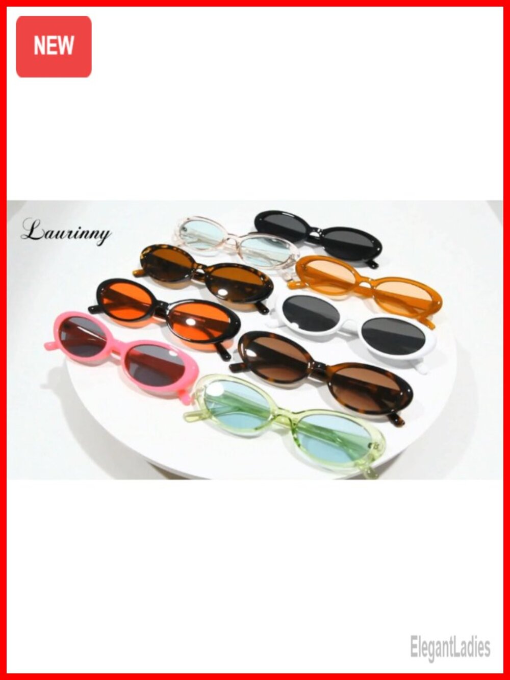 Retro Small Oval Sunglasses UV400 Protection Cat Eye Style - Picture 6 of 6